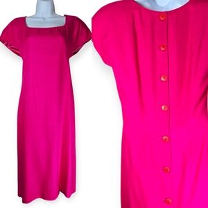 Kay Unger Fuchsia Button-Front Maxi Dress